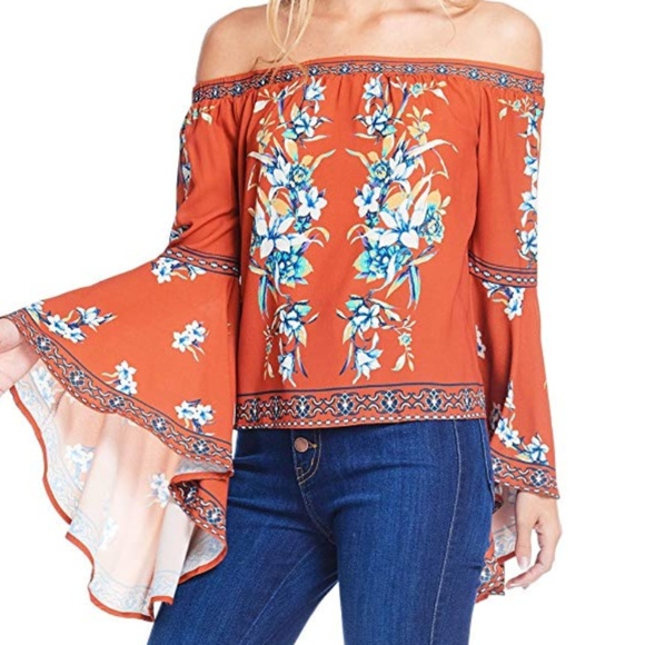 Flying Tomato Tops - •SOLD• Flying Tomato Off-Shoulder Bell Sleeve Top